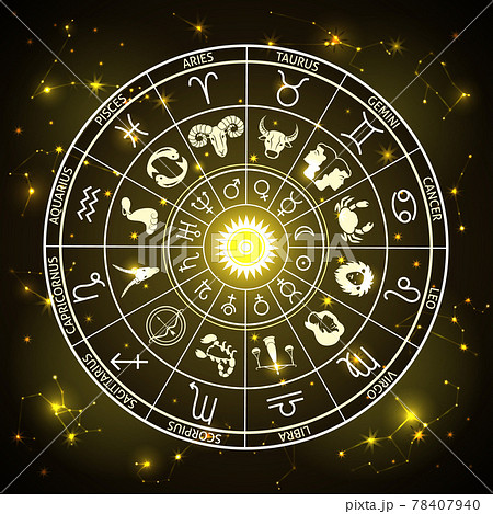 wheel of the signs of the zodiac, figures and symbols of the horoscope 78407940