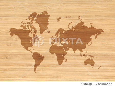 World map on beige wooden wall background 78408277