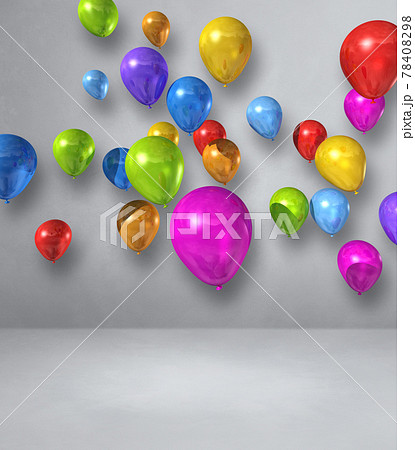 Colorful balloons group on a white wall background Colorful balloons group on a white wall background 78408298