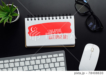 Holiday singapore national day drawn on a notebook 78408630