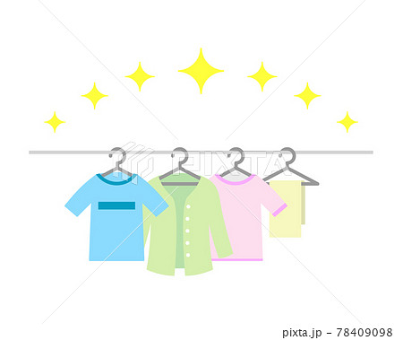良く乾いた洗濯物のイラストイメージ 78409098