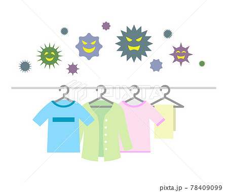 洗濯物とバイ菌のイラストイメージ 洗濯物とバイ菌のイラストイメージ 78409099