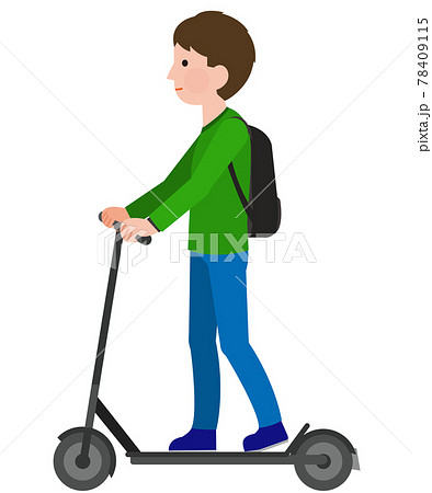 電動キックボードに乗る男性 イラストのイラスト素材 電動キックボードに乗る男性 イラストのイラスト素材