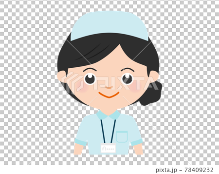 ナースキャップの白衣 ブルー 女性看護師 上半身のイラスト素材