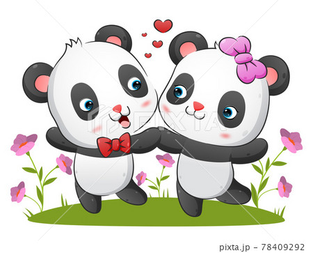 The couple of the kawaii panda are dancing... - Stock Illustration  [78409292] - PIXTA