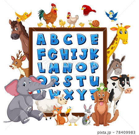 A-Z Alphabet board with wild animals A-Z Alphabet board with wild animals 78409983