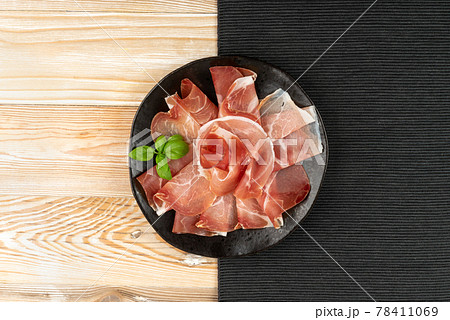 Slices of Prosciutto, Spanish Jamon Cut, Parma Ham 78411069