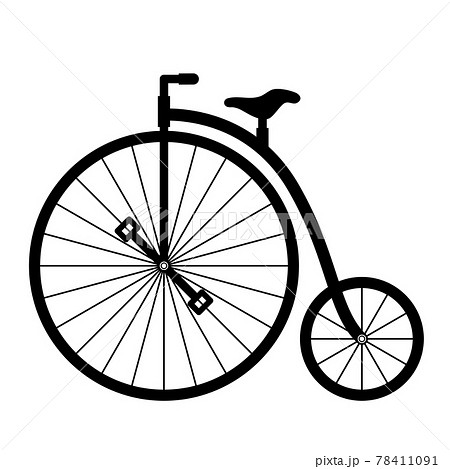 ペニーファージング型自転車のシルエットのイラストのイラスト素材