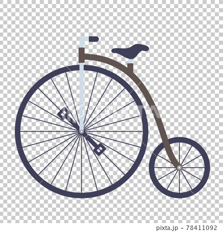 レトロなペニーファージング型自転車のイラストのイラスト素材