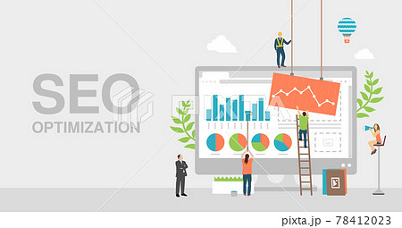 Seo サーチエンジン最適化 検索エンジン最適化 コンセプト ベクターバナーイラストのイラスト素材