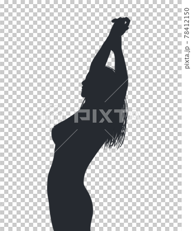 女性剪影白色背景 78412150