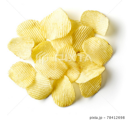 Potato chips isolated on white, from above Potato chips isolated on white, from above 78412698
