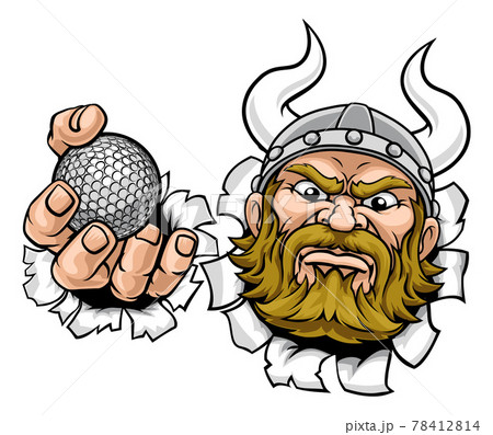 Viking Golf Ball Sports Mascot Cartoon 78412814