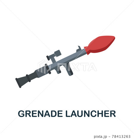 Grenade Launcher flat icon. Color simple element from weapon collection. Creative Grenade Launcher icon for web design, templates, infographics and more 78413263