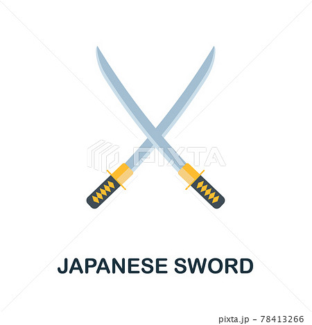 Japanese Sword flat icon. Color simple element from weapon collection. Creative Japanese Sword icon for web design, templates, infographics and more 78413266