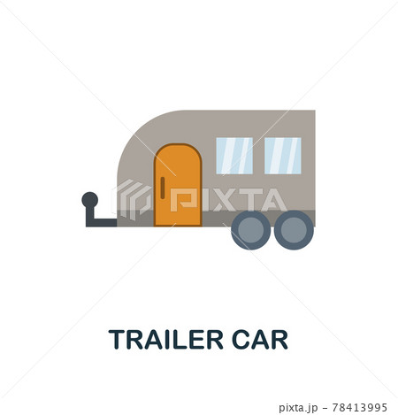 Trailer Car flat icon. Color simple element from car servise collection. Creative Trailer Car icon for web design, templates, infographics and more Trailer Car flat icon. Color simple element from car servise collection. Creative Trailer Car icon for web design, templates, infographics and more 78413995