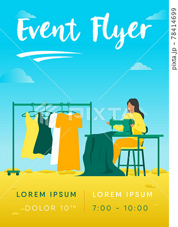 Woman sewing new dress on stitching machine 78414699