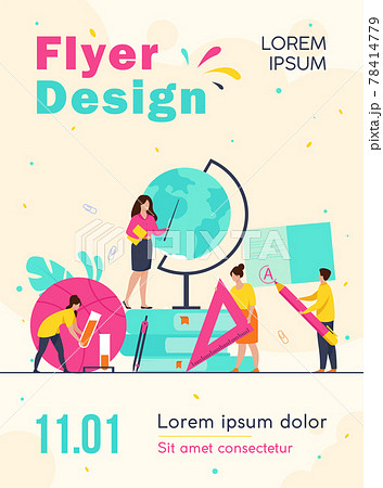 Tiny teachers with educational tools and stationery 78414779