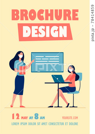 Teacher in mask explaining lesson to student 78414859