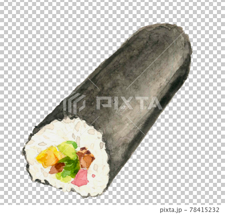 太巻きずし 恵方巻き 【水彩】節分 年中行事 豆まき 白バック PNG 78415232