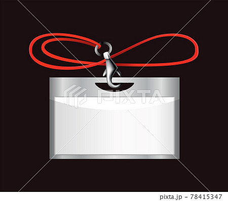 Blank identification badge. Plastic name holder, pass identification badging. Card, personal office tag or empty badge on lanyard realistic template 78415347