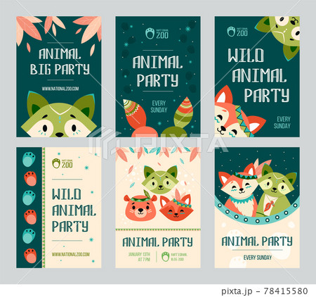 Animal big party flyers set Animal big party flyers set 78415580