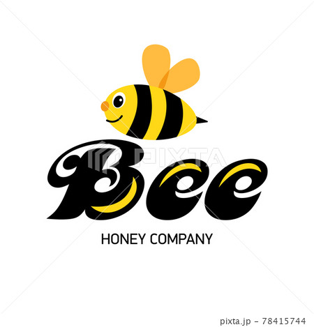 Merry bee. Logo for honey producer company. Happy cartoon abstract bee Merry bee. Logo for honey producer company. Happy cartoon abstract bee 78415744