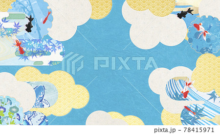 清涼感を感じるイラスト-絵巻物-雲海【16:9】 78415971