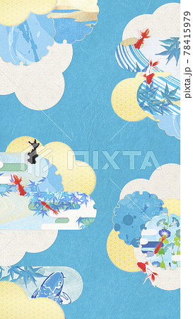 清涼感を感じるイラスト-絵巻物-雲海【16:9】 清涼感を感じるイラスト-絵巻物-雲海【16:9】 78415979