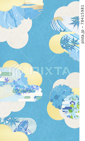 清涼感を感じるイラスト-絵巻物-雲海【16:9】 78415981
