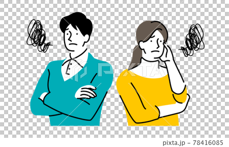 有憂慮的年輕夫婦 78416085