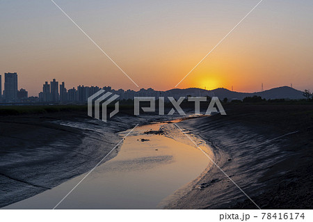 公園 日没 夕焼け 78416174