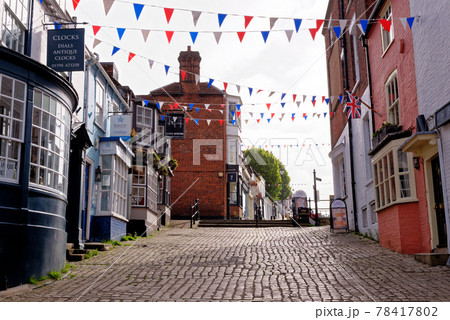 Cobbled Quay Hill shops in Lymington - Hampshire UK Cobbled Quay Hill shops in Lymington - Hampshire UK 78417802