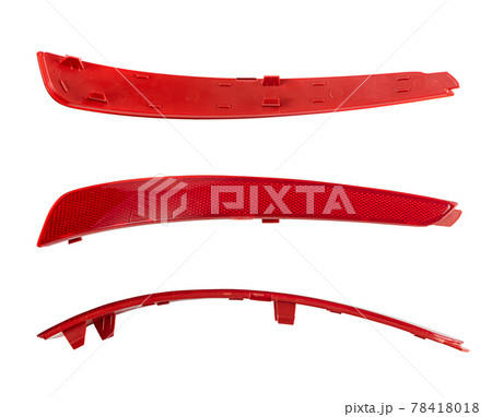 Narrow red car reflector isolated on white backgrouns 78418018