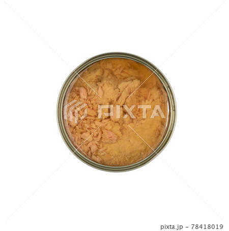 Canned Tuna, Albacore Fish Chunks in Open Tin Can 78418019