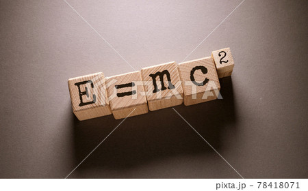 E = mc 2 Word with Wooden Cubes 78418071