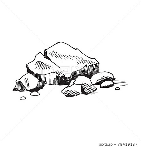 Stone Pile Of Cobblestones Or Boulders のイラスト素材