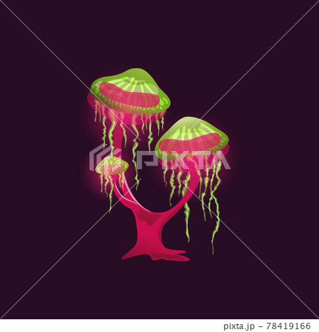 Fantasy magic poisonous mushroom cartoon flat vector illustration isolated. Fantasy magic poisonous mushroom cartoon flat vector illustration isolated. 78419166