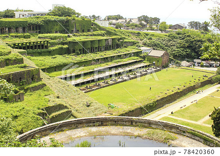【佐渡相川】佐渡鉱山 北沢地区施設群 北沢浮遊選鉱場跡  (高台から) 78420360