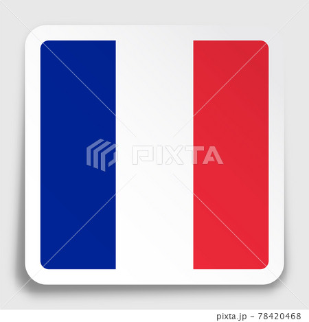 France flag icon on paper square sticker with shadow. Button for mobile application or web. Vector 78420468