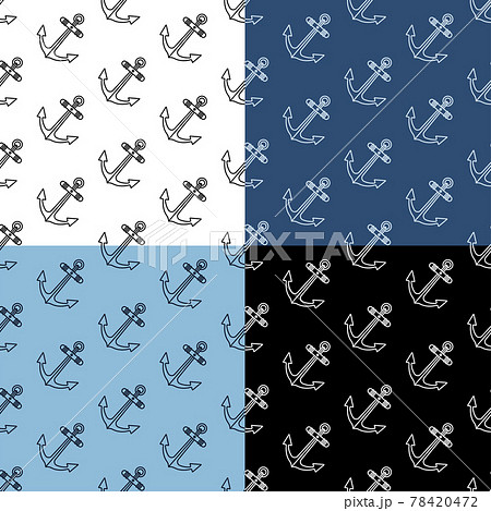 set of seamless patterns with ship anchor. Safe anchorage of ships in port. Ornament for decoration and printing on fabric. Design element. Vector 78420472