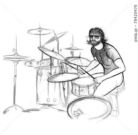 Drummer in black and white 78420476
