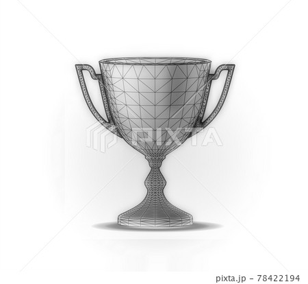 Award cup with polygonal grid on white background. Vector 78422194