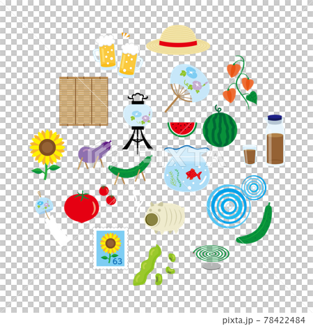 日本の夏のベクターイラストセット 78422484