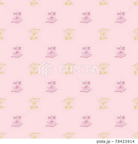 Pastel pink seamless pattern with simple yarrow silhouettes. Vintage field flowers shapes. Summer elements. 78423914