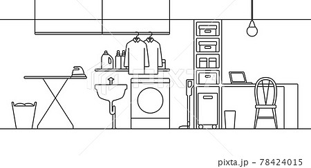 家事室 モノクロ線画 家事室 モノクロ線画 78424015