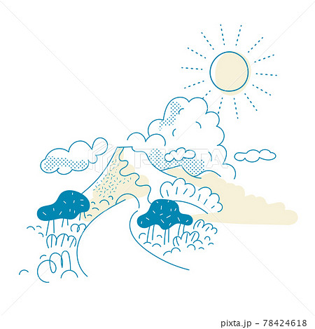 山と太陽のイラストのイラスト素材 [78424618] - PIXTA