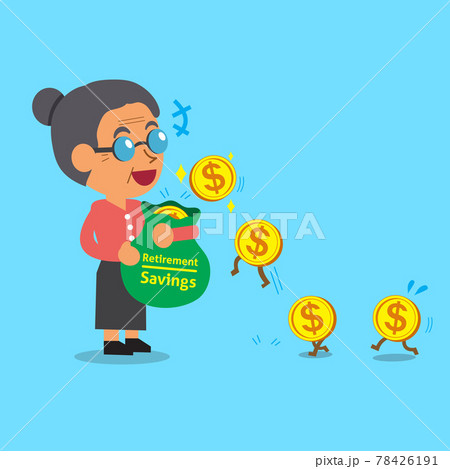 Business concept cartoon old woman earning money 78426191