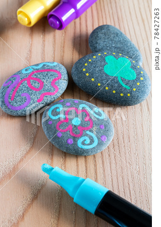 Stones painted with markers Stones painted with markers 78427263
