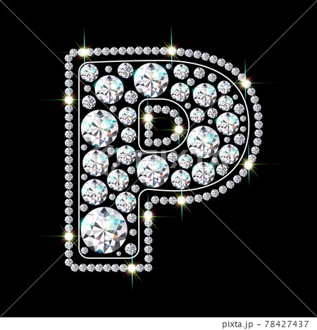 Letter P made from sparkling diamonds vector eps 10 78427437
